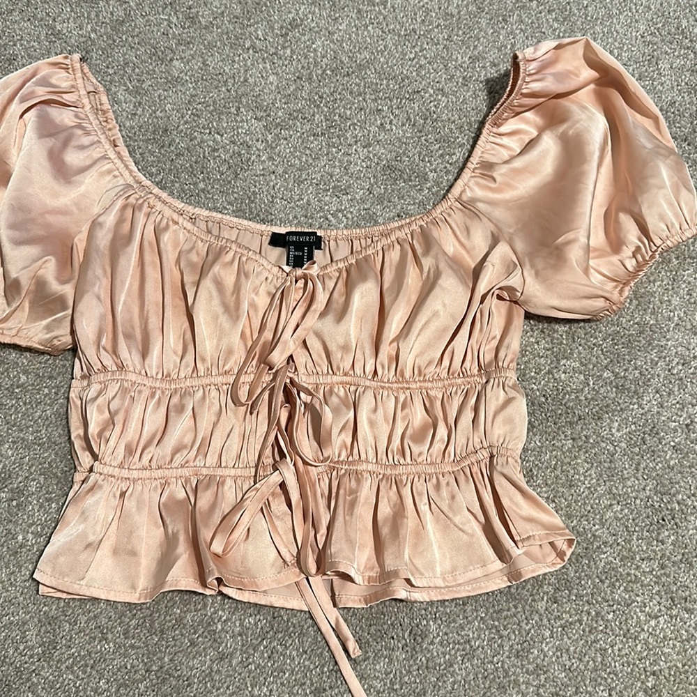 Pink silk crop top
